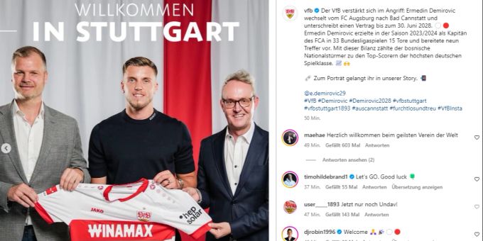 Ermedin Demirovic wechselt vom FC Augsburg zum VfB Stuttgart. fc st.gallen