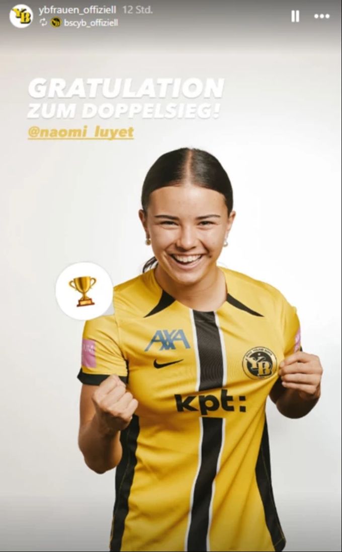 Auf Instagram gratuliert YB Naomi Luyet zu den beiden Auszeichnungen. yb