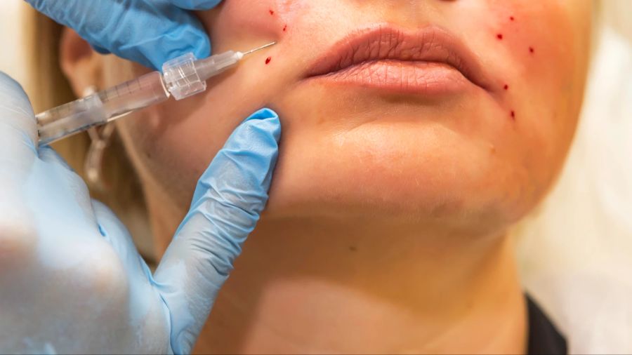 Frau Lippe Behandlung Beautytreatment