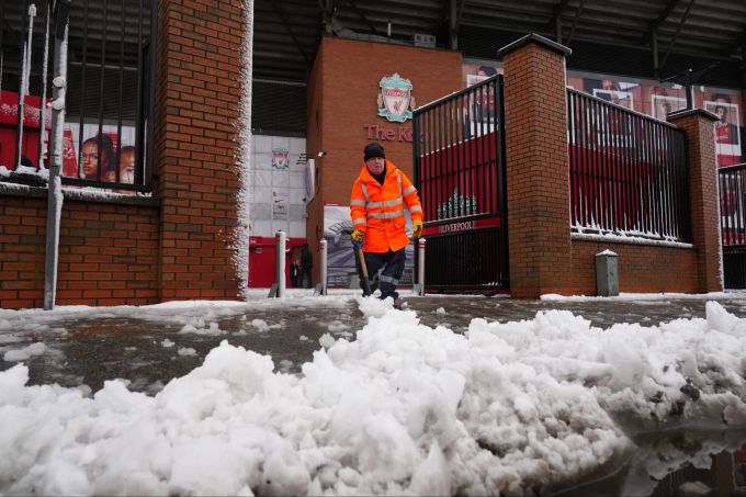 In Liverpool hat es kräftig geschneit. Britain Weather