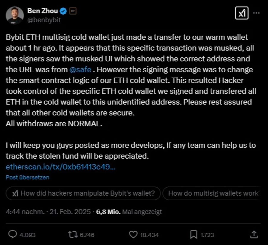 Bybit Zhou Statement Twitter