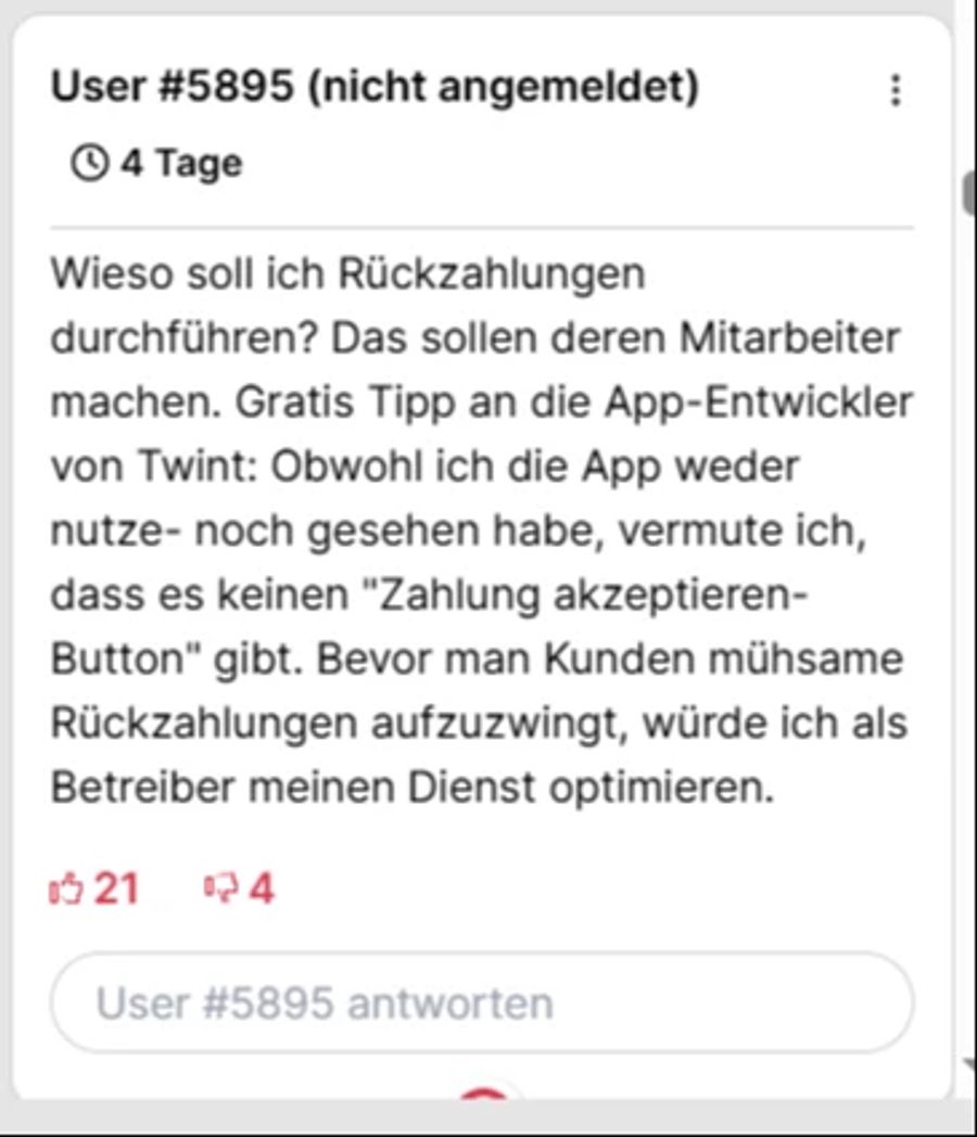 Ein User hat einen konstruktiven Vorschlag.