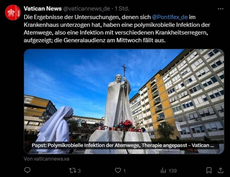 Twitter Vatikan Papst Infektion