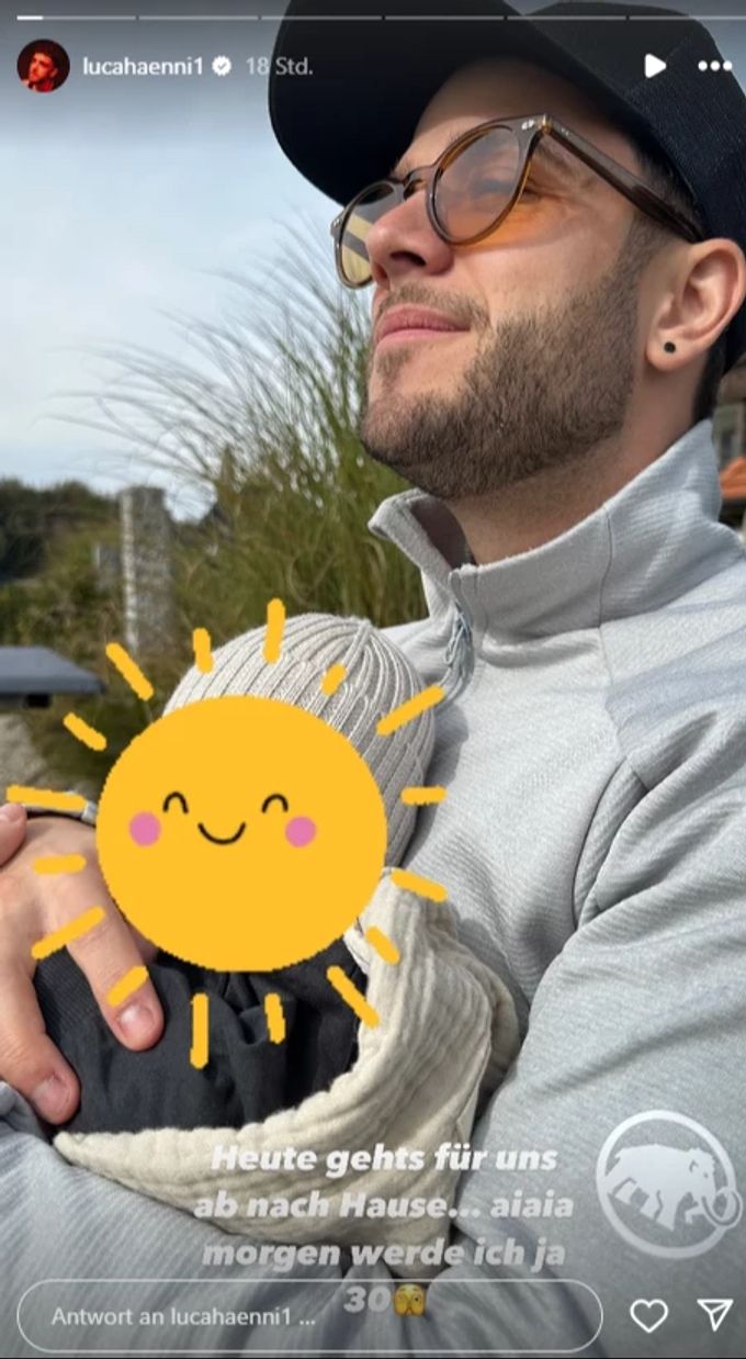 Luca Hänni mit seinem Töchterchen. Luca Hänni