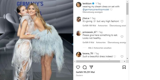 GNTM: Bei Leni Klums Kleid scheiden sich die Geister | Nau.ch