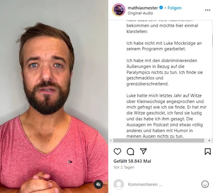 Auch Speerwerfer Mathias Mesters fand deutliche Worte zu den Äußerungen von Luke Mockridge. Mathias Mesters Luke Mockridge
