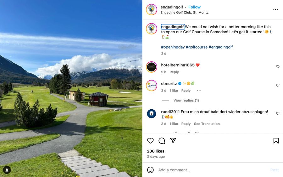 Golfplatz, Instagram.