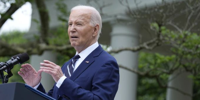 Präsident Joe Biden spricht im Rosengarten des Weißen Hauses in Washington über Pläne zu neuen Zöllen auf Importe aus China. joe biden