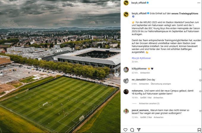Die neuen Trainingsplätze von YB. YB