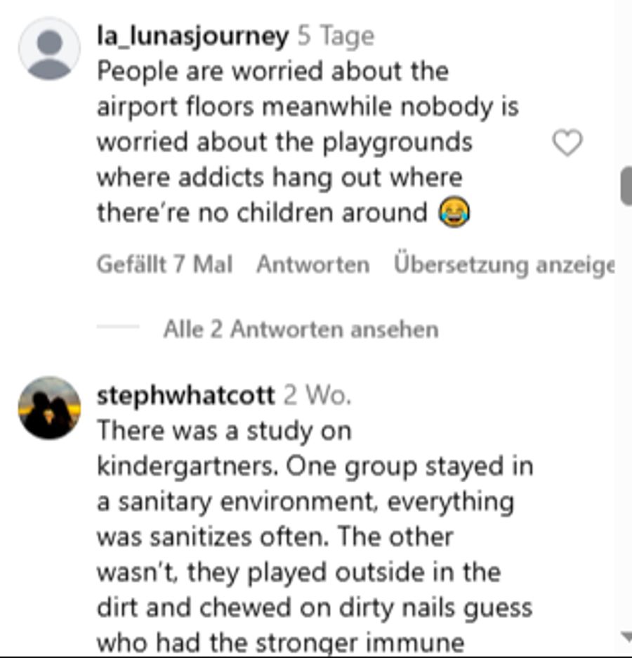 Die einen finden, Babys spielen schliesslich auch auf Spielplätzen, dort sage niemand was.