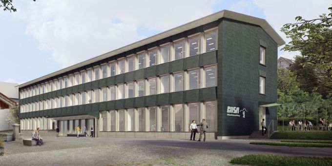 Ausbildungsgebäude Waffenplatz Herisau, Aussenansicht. (Visualisierung) Ausbildungsgebäude