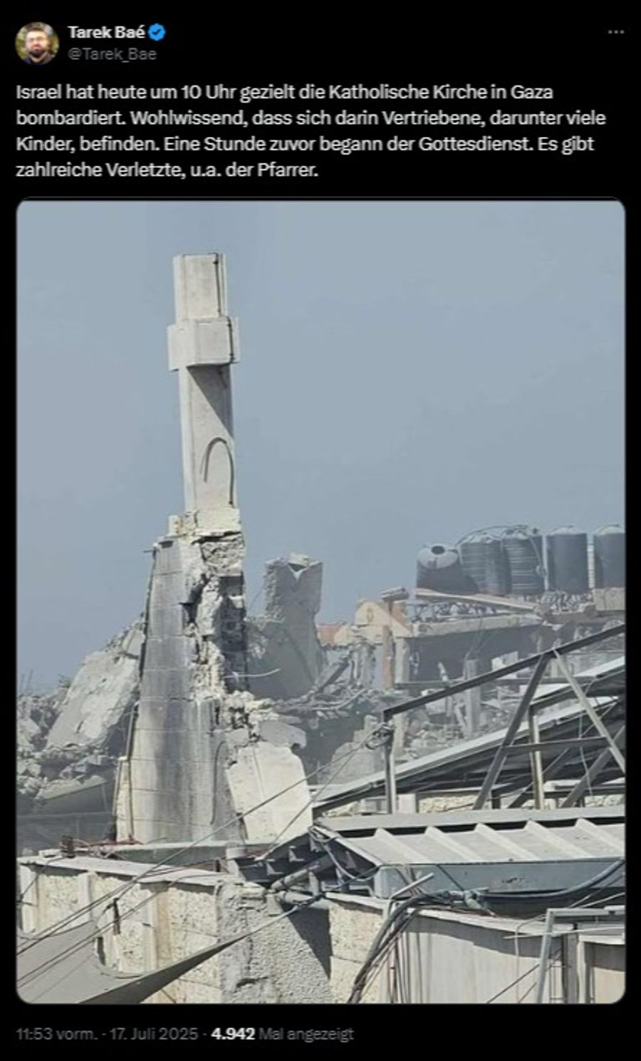 Kirche Bombardement Gaza