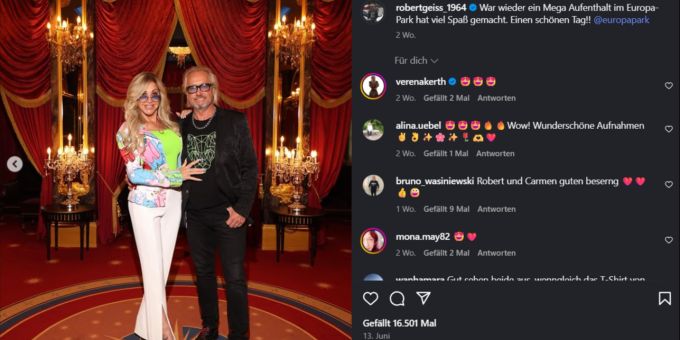 Robert Geiss und seine Frau Carmen nennen auf Instagram zwei Namen, die mit dem Raubüberfall in Verbindung stehen sollen. Carmen Robert Geiss