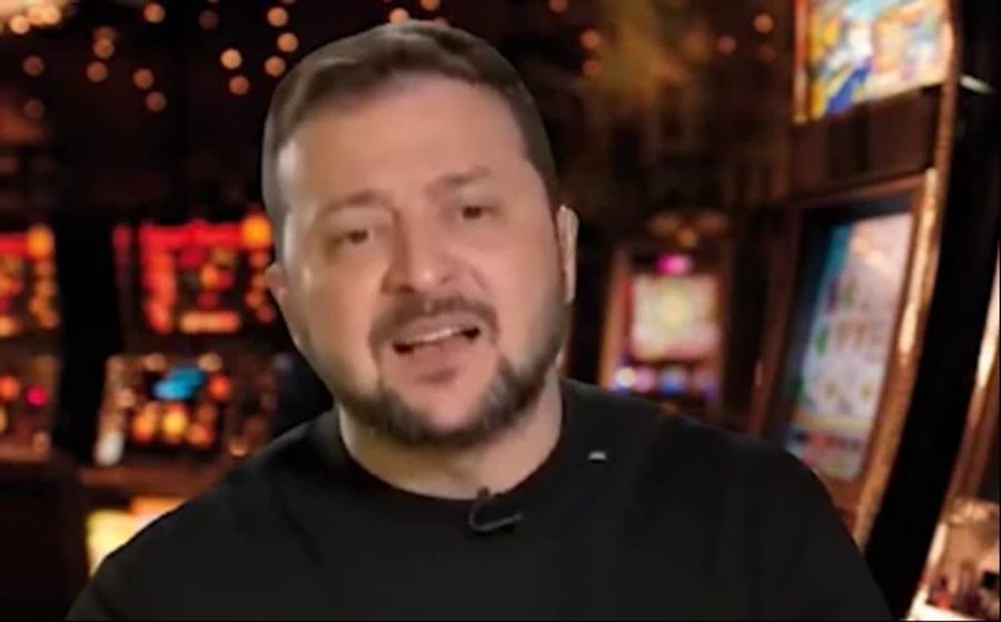 Swiss Casinos hat auf Tiktok ein Video gepostet, in dem Wolodymyr Selenskyj vor dem Hintergrund eines Casinos um Geld bzw. Kredit bettelt.