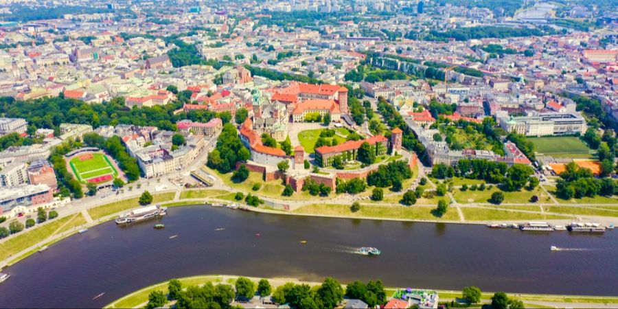 Krakau von oben Stadtbild Fluss