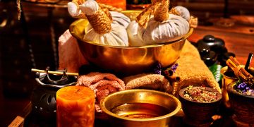 Ayurveda, Indien, Massage, Stilleben