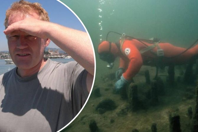 Unterwasserarchäologe Andreas Mäder blickt besorgt auf den Zustand prähistorischer Funde im Zürichsee.