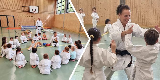 Das Training für die Kleinsten funktioniert über Bewegung, Fantasie und Spass. Immer mit dabei ist der MuTiger.