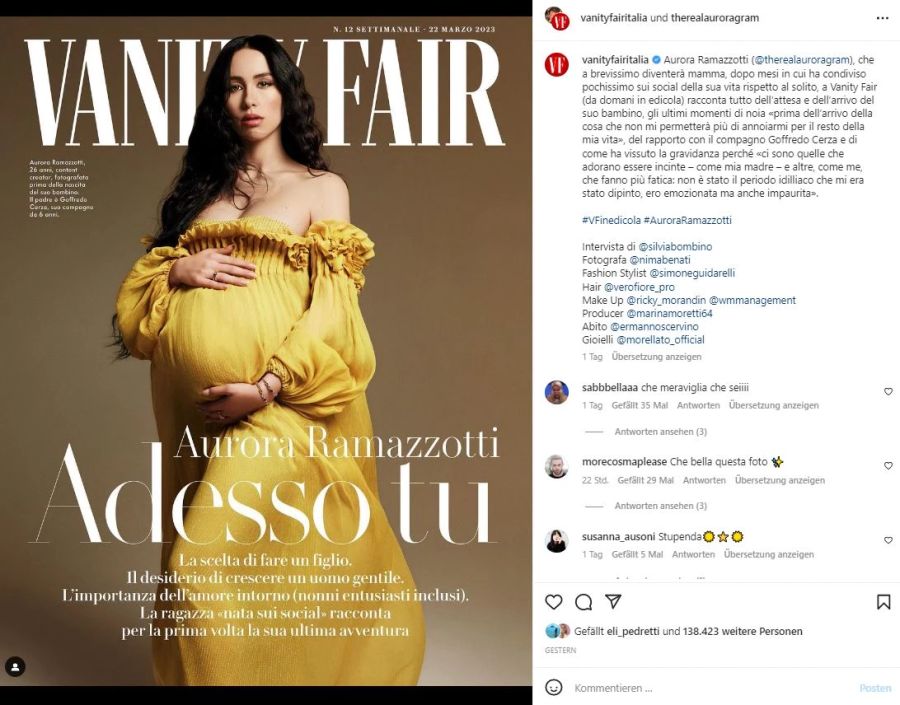 Die Tochter von Michelle Hunziker posiert hochschwanger für die «Vanity Fair».