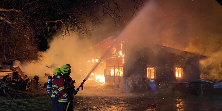 Baar: Meterhohe Flammen aus Schopf