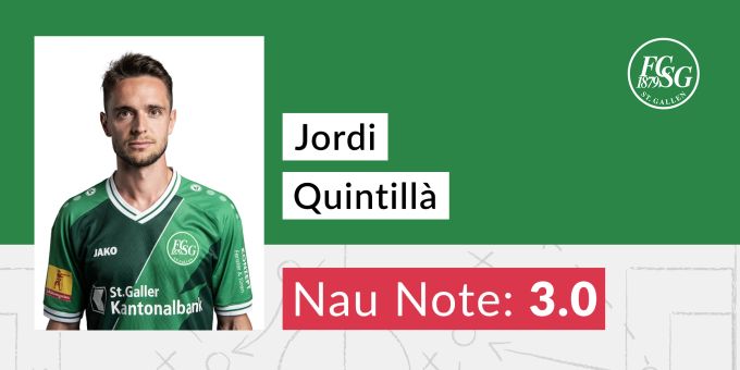Die Note für Jordi Quintillà vom FC St. Gallen. Jordi Quintillà
