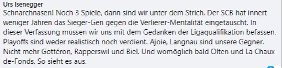 User Urs Langenegger meint, dass das Sieger-Gen gegen die Verlierer-Mentalität eingetauscht wurde.