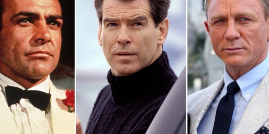 Sean Connery, Pierce Brosnan und Daniel Craig (v.l.n.r.): Drei der bekanntesten Bond-Darsteller nebeneinander.