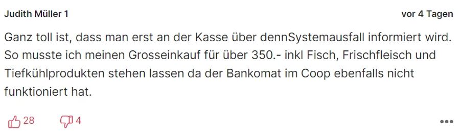 «Judith Müller 1» hat den Ausfall bei Coop selbst miterlebt.