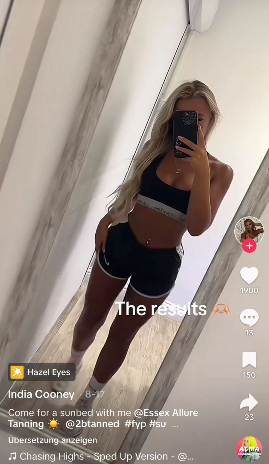 ... oder von jungen Frauen, die ihre Resultate präsentieren. Der Begriff Solarium hat Englisch geschrieben knapp 600 Millionen Aufrufe in Tiktok.