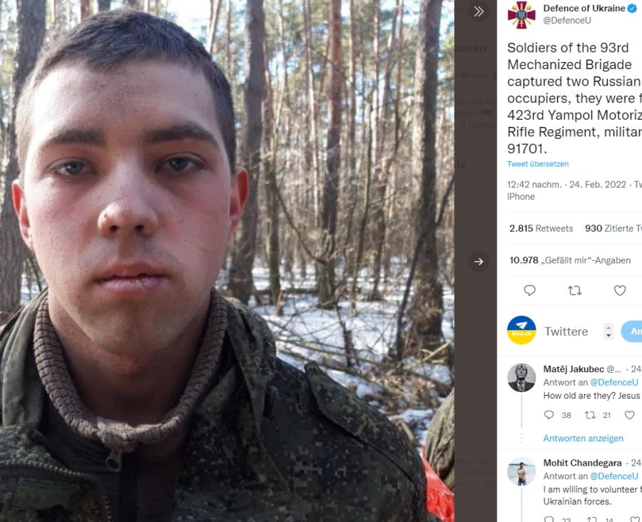 Auch dieser junge russische Soldat gilt im Ukraine Konflikt nun als Kriegsgefangener.