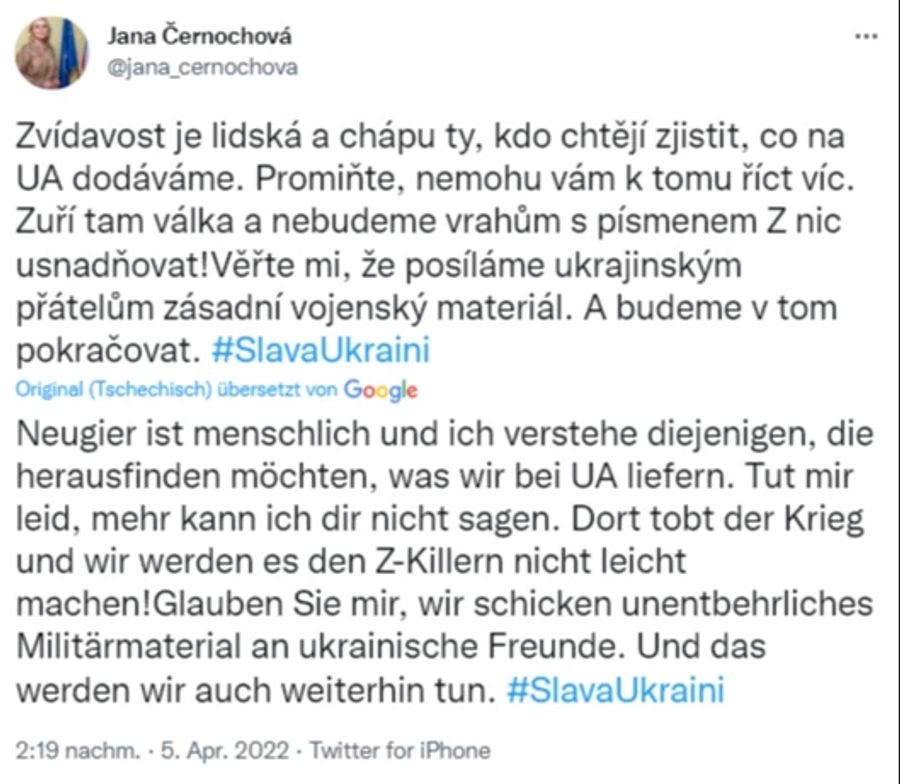 Jana Cernochova will es dem russischen Militär schwer machen.