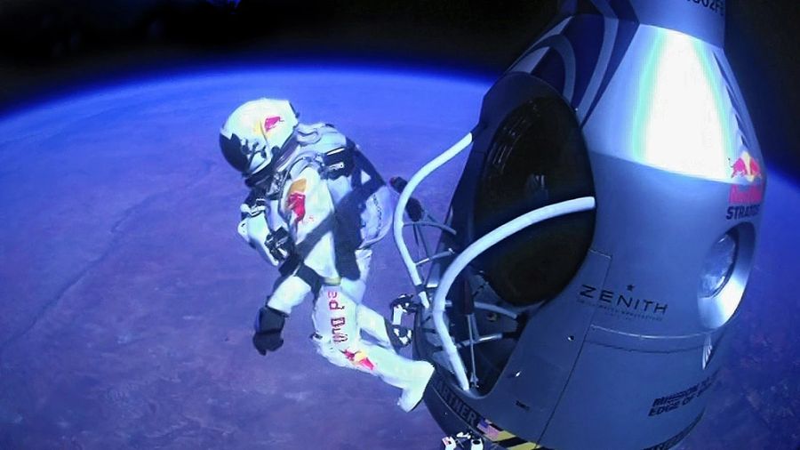 Felix Baumgartner bei seinem Weltrekord-Sprung.