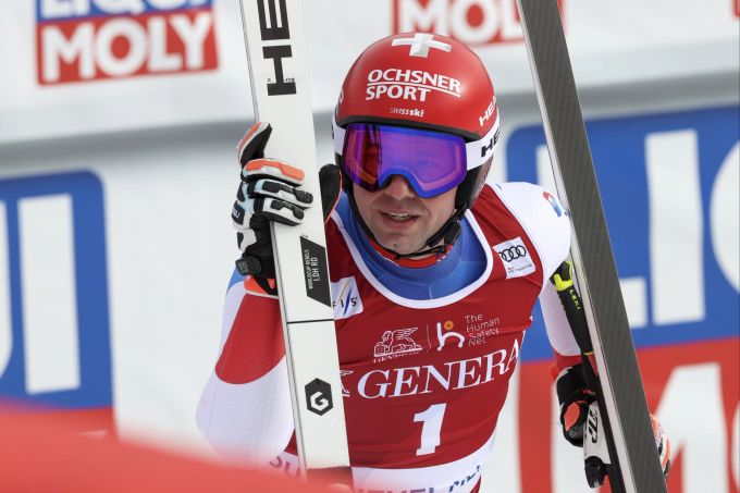 Beat Feuz nach seinem Lauf bei der Abfahrt in Courchevel (FRA). Beat Feuz