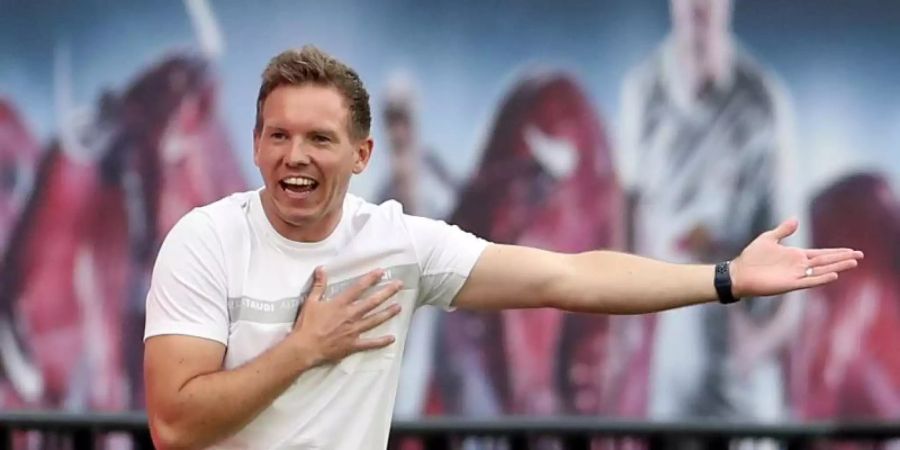 Ist mit Leipzig bei seine Ex-Club Hoffenheim gefordert: RB-Coach Julian Nagelsmann. Foto: Alexander Hassenstein/Getty Images Europe/Pool/dpa