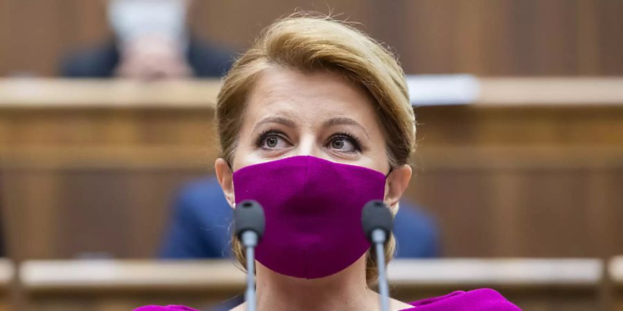 ARCHIV - Zuzana Caputova, Staatspräsidentin der Slowakei, spricht während der 8. Sitzung des Nationalrats der Slowakischen Republik. Foto: Jaroslav Novák/TASR/dpa
