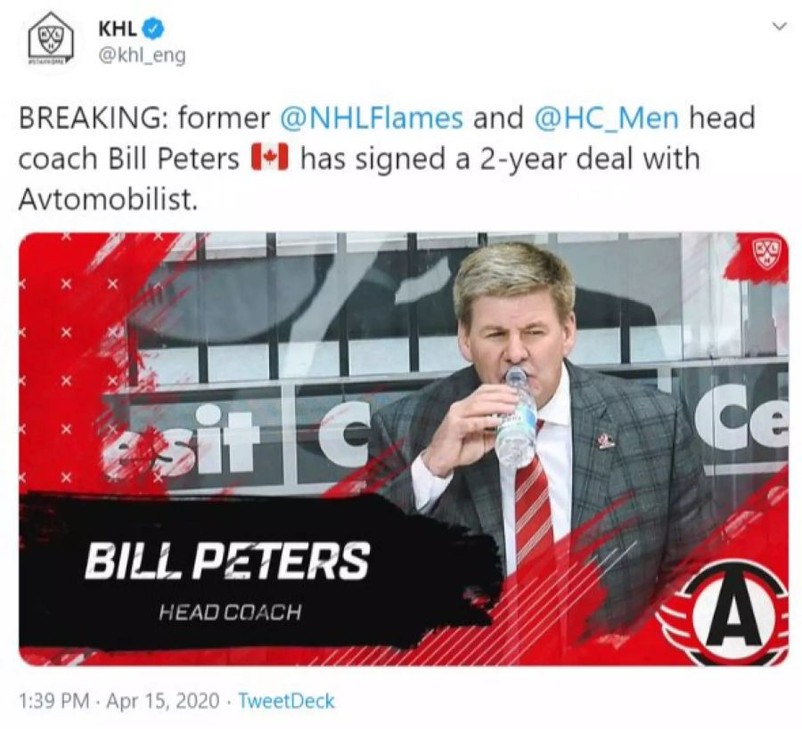 NHL KHL Bill Peters