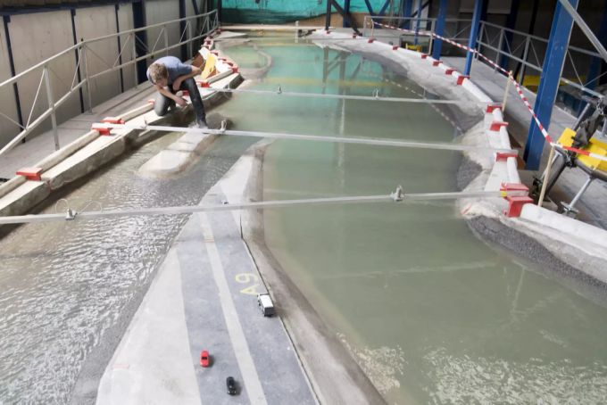 Das Modell der zukünftigen Rhone. rhonekorrektion