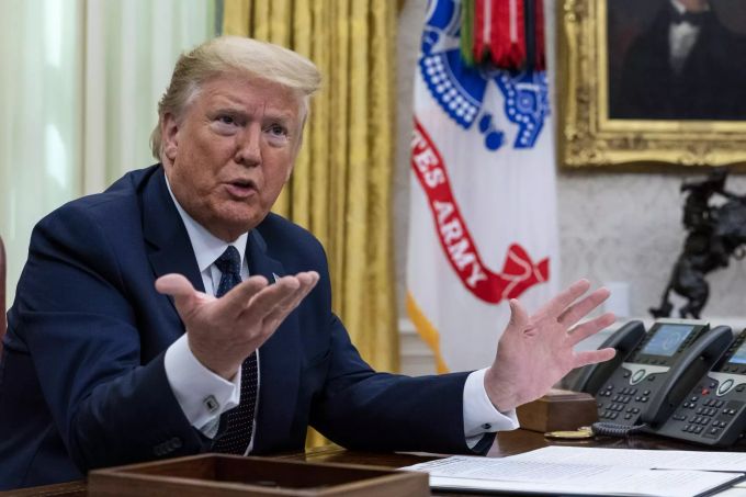 Wird vom Kongress der Vereinigten Staaten zu Sanktionen gegen China wegen der Verfolgung von Uiguren aufgefordert: US-Präsident Donald Trump. Donald Trump