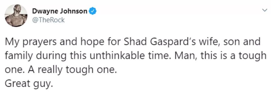 Dwayne Johnson bezeichnet den Verlust von Shad Gaspard als «schwer zu verkraften».